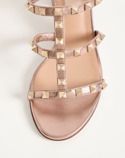 Valentino Garavani - Rockstud Slide Sandal In Laminated Nappa Leather 60mm - Rose Cannelle - Woman - Sandals